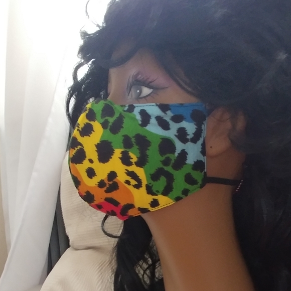 4 / $20 Adjustable Face Mask Kawaii Rainbow Leopard Print - Picture 4 of 6